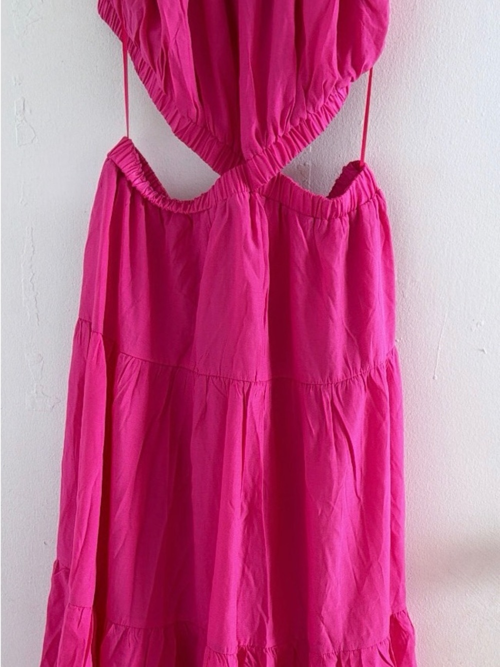 Moon River Hot Pink Maxi Dress with Cutout Detail